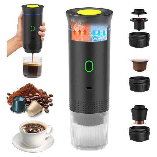 Cafetera portátil 3 en 1 Cafelante con sus adaptadores para cápsulas y café molido