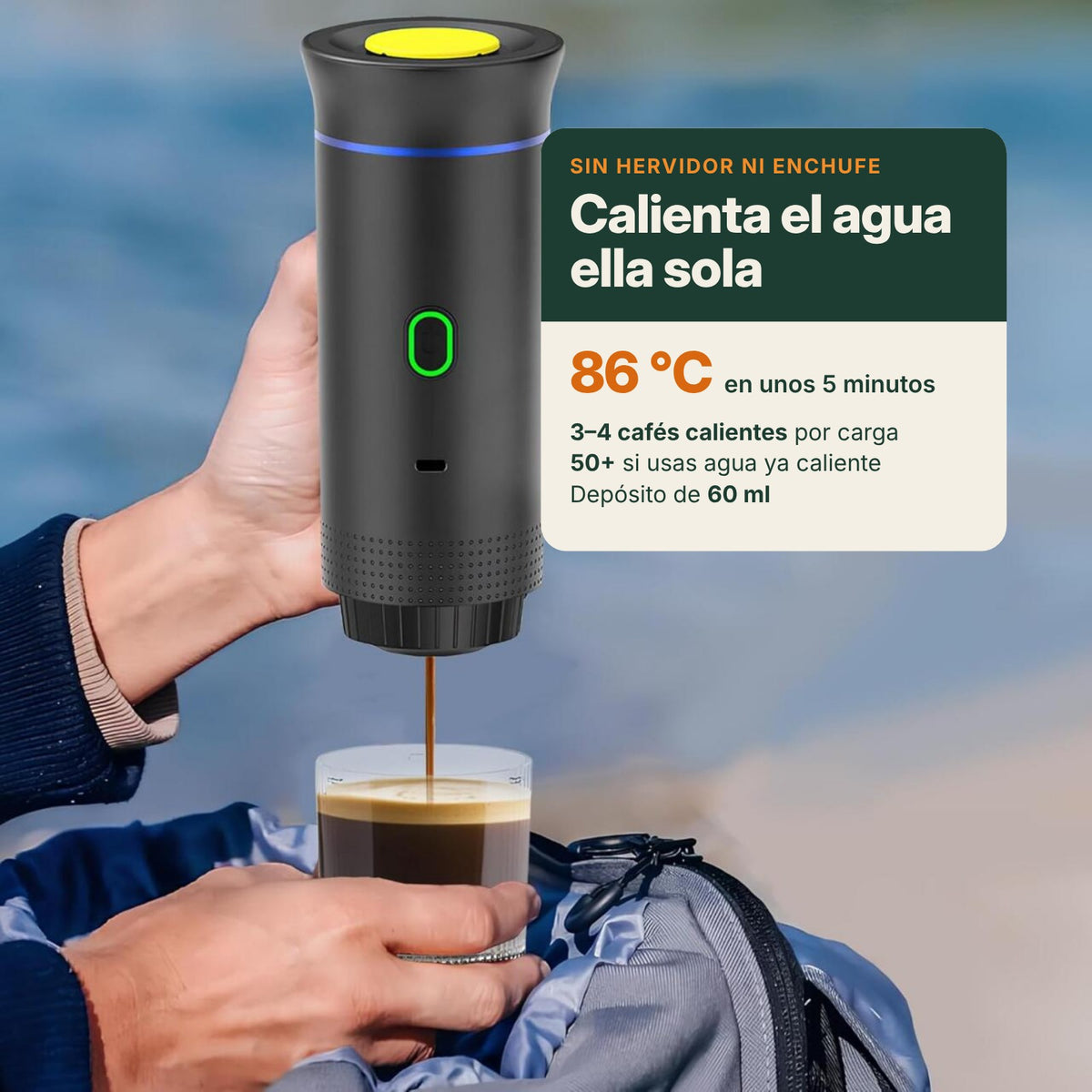 Calienta el agua ella sola: 86 °C en unos 5 minutos